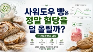 사워도우 빵과 일반 빵의 식후 혈당 반응, 발효와 위 배출을 표현한 대표 이미지