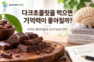 다크초콜릿과 뇌 모형으로 표현한 카카오 플라바놀과 기억력·인지기능 연구 대표 이미지