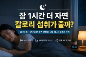 수면 연장과 에너지 섭취 감소 가능성을 다룬 대표 이미지